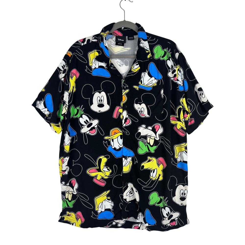 Disney Mickey Mouse Friends Camp Shirt Sz Large Black Donald Goofy Pluto Cruise